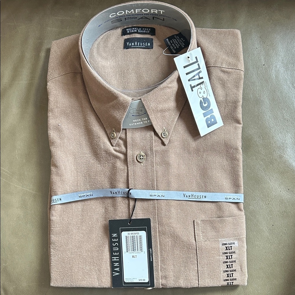 Van Heusen Men's Casual Brown Button Down Shirt